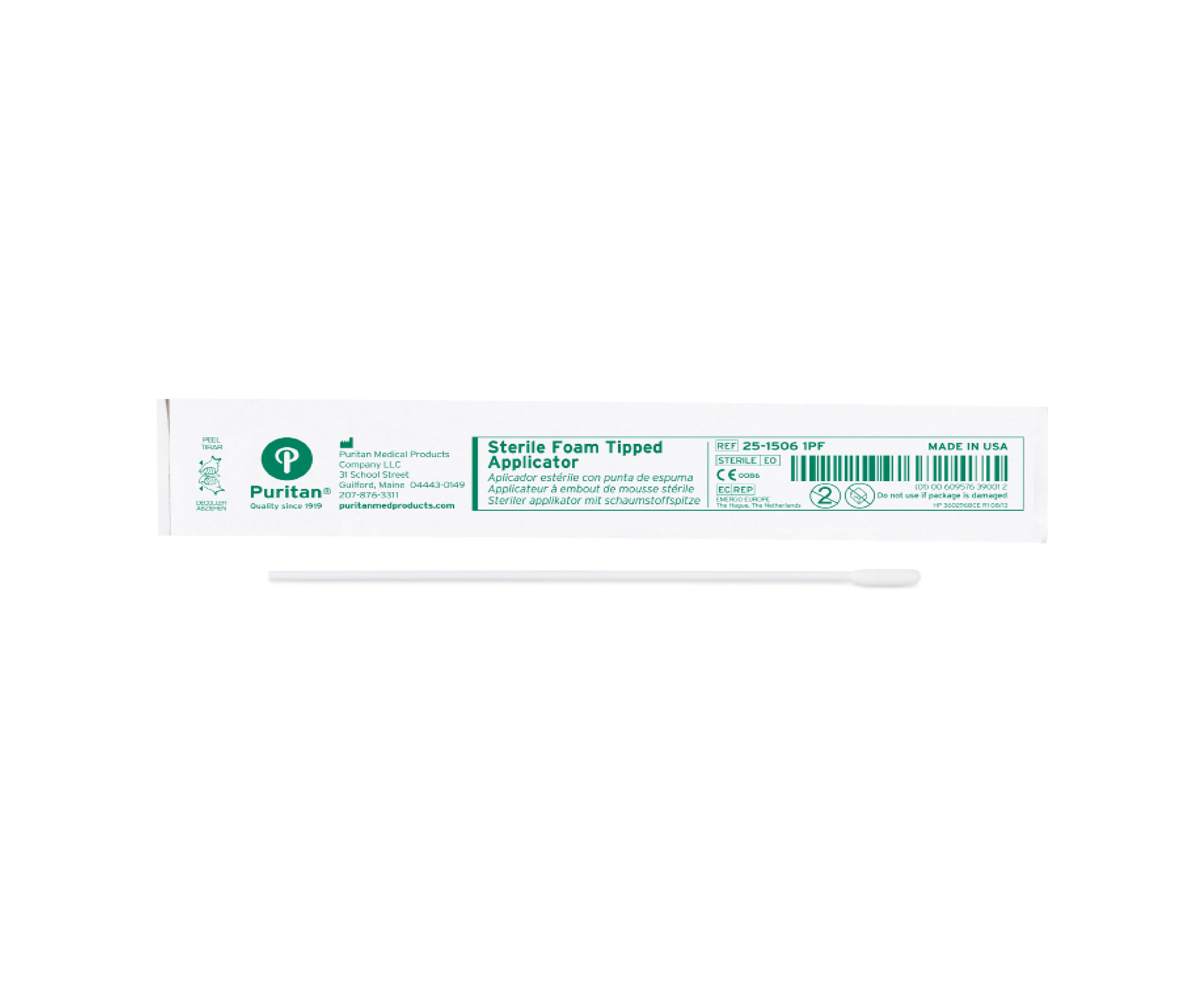Swab 25-1506 1PF100, PU/PS, 1-sided, sterile